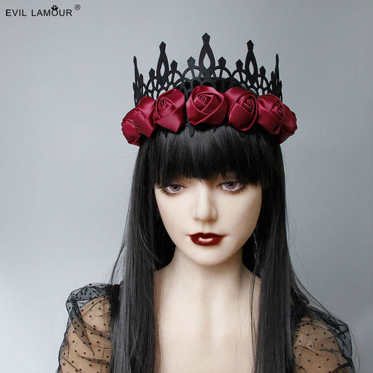 Gothic Baroque Halloween Rose Hair Crown Headwear