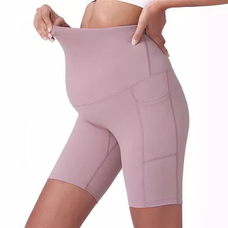 Short de yoga décontracté de couleur unie pour femmes enceintes