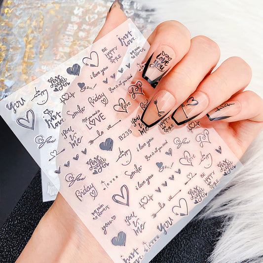 Autocollant pour nail art en forme de cœur pour la Saint-Valentin