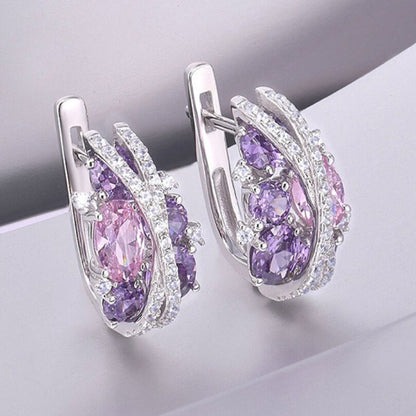 Boucles d'oreilles creuses en zircon en forme de X double pour femmes