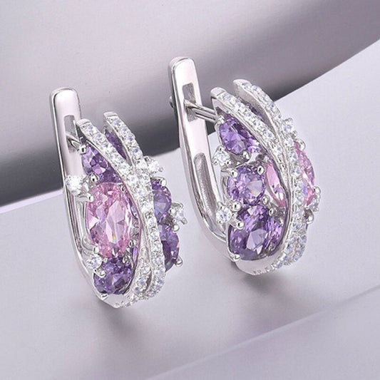 Women Fashion Double X-Shaped Hollow-Out Zircon Earrings