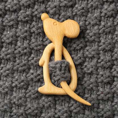 Broches en bois représentant des animaux pour la mode féminine