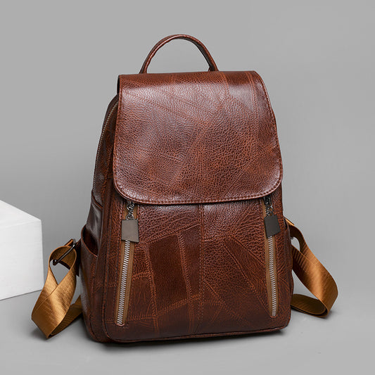 Women Large Capacity Retro Travel Leather Backpack