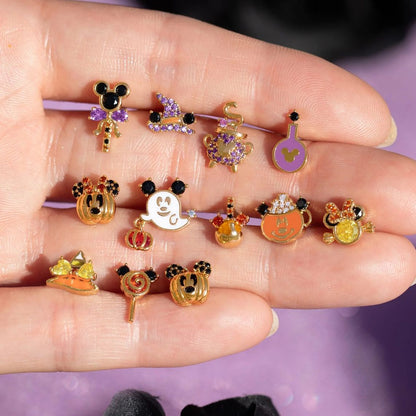 Pendientes de Halloween con dibujos animados de moda, chapados en cobre dorado