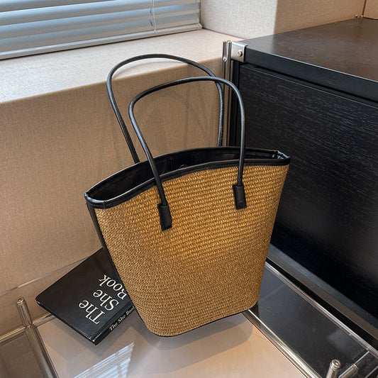 Ensemble de sacs fourre-tout en paille tissée de grande capacité pour femmes, style décontracté et tendance