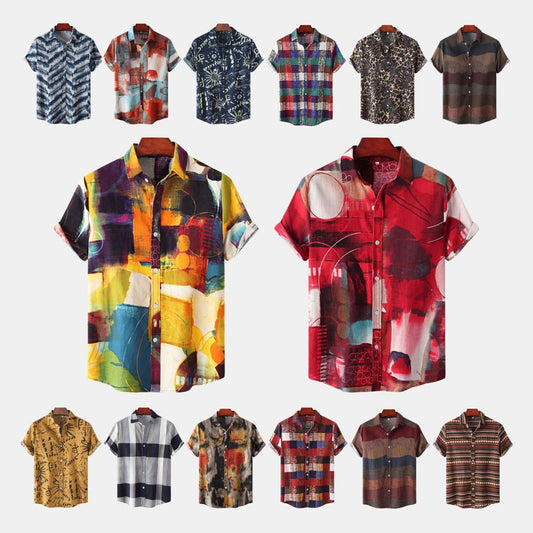 Camisa informal de solapa de moda de verano para hombre