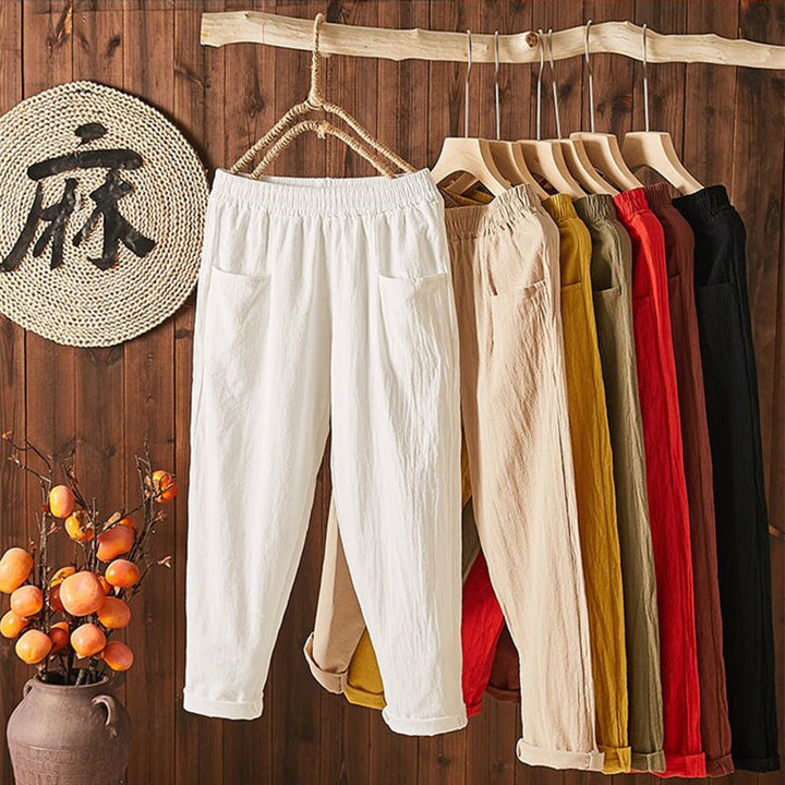 Pantalones de lino blanco