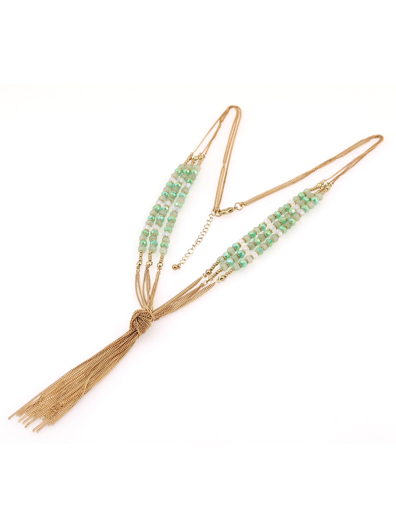 Collar bohemio con borlas de cristal multicapa