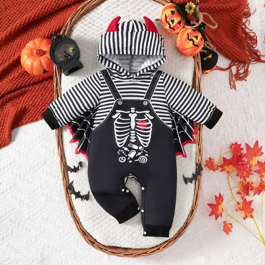 Kids Baby Boys Girls Casual Halloween Skull Romper
