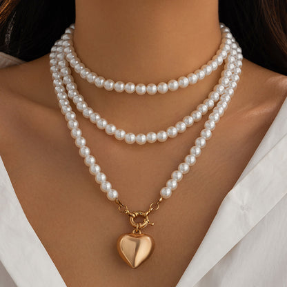 Collier pendentif multicouche personnalisé en forme de cœur