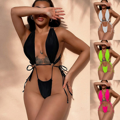 Solid Color Sexy Women Summer Vacation Swimsuit
