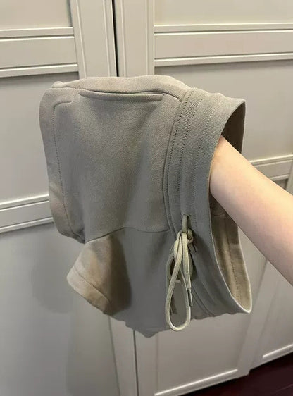 Pantalones cortos de cintura alta con cordón y color liso a la moda para mujer