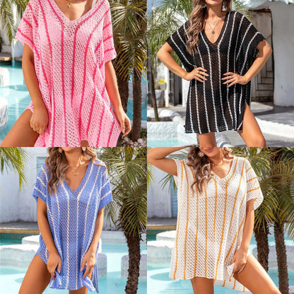Vestido playero holgado a rayas para mujer