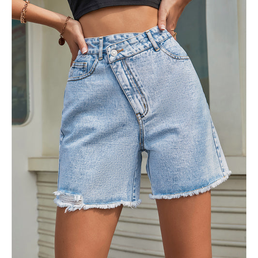Women Fashion High Waist Loose Denim Shorts