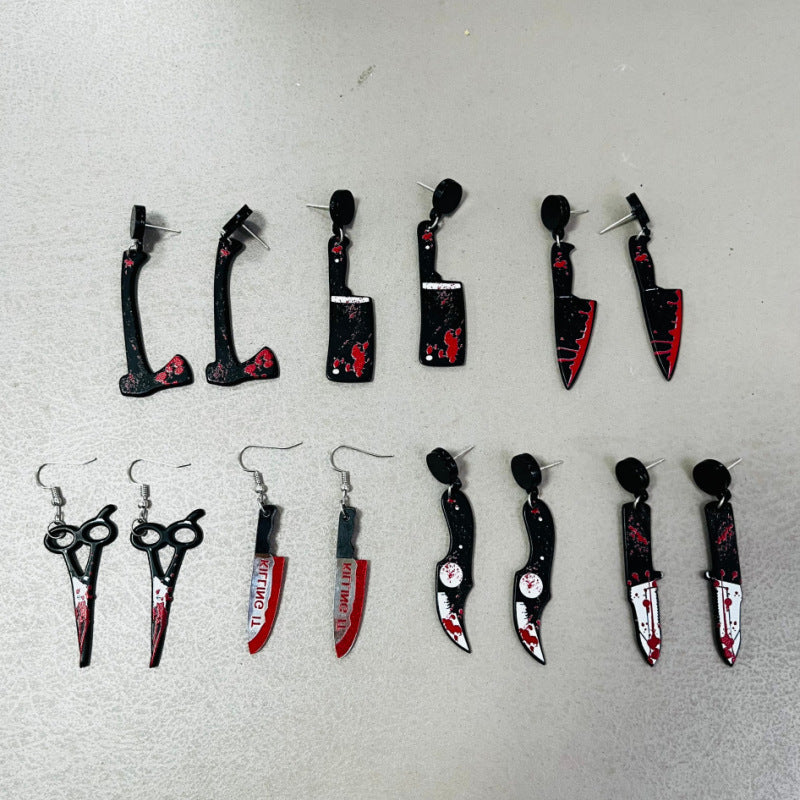 Halloween Women Horror Funny Acrylic Knife Earrings