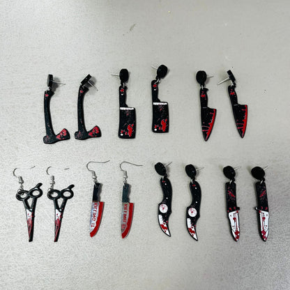 Halloween Women Horror Funny Acrylic Knife Earrings