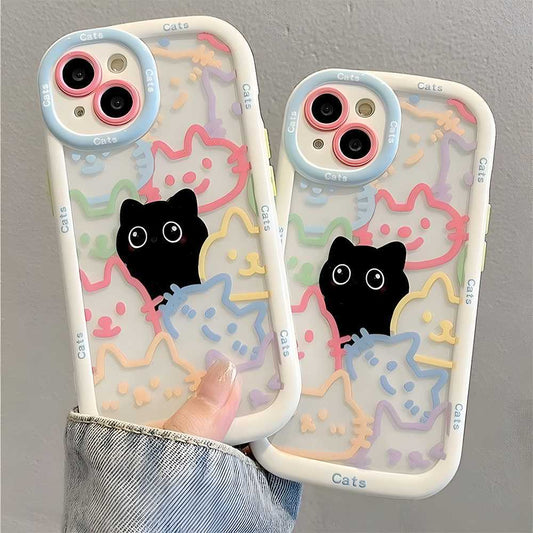Fashion Cute Multicolor Cat Printed Soft Iphone Case