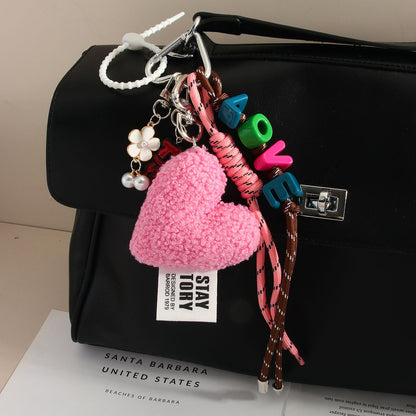 Fashion Plush Heart Love Keychain