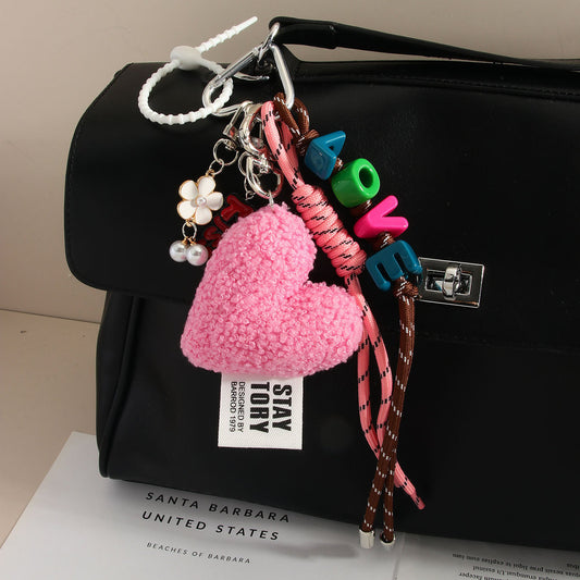 Fashion Plush Heart Love Keychain