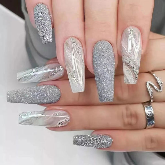 Fashion Rhinestone Glitter Fake Nails