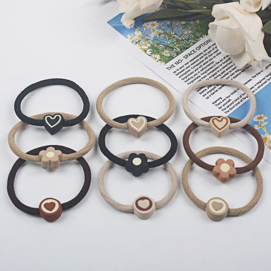 Women Fashion Solid Color High Elastic Rubber Hair Ring