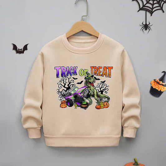 Kids Toddler Boys Girls Casual Halloween Print Fleece Sweatshirt