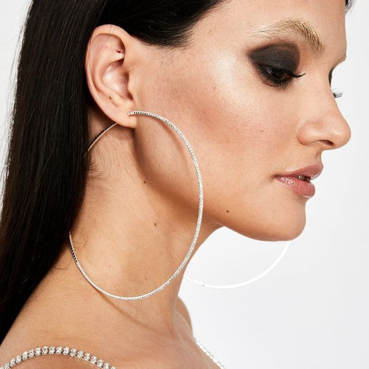Fashion Exaggerated Hoop Earrings Rhinestone Geometry Style