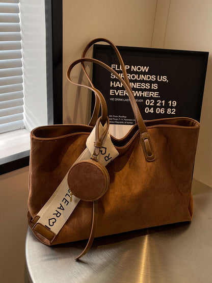 Bolso de mano de franela de gran capacidad, estilo retro e informal para mujer