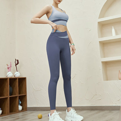 Conjunto de camiseta sin mangas informal de color contrastante a la moda para mujer