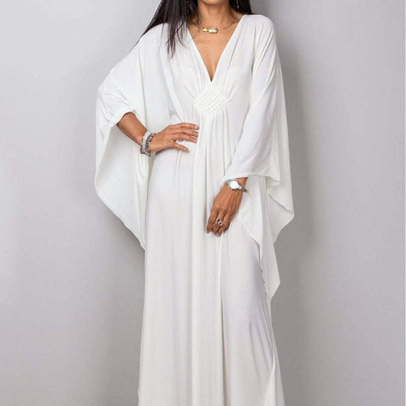 Women Polyester Loose Robe Vacation Coverup Dress
