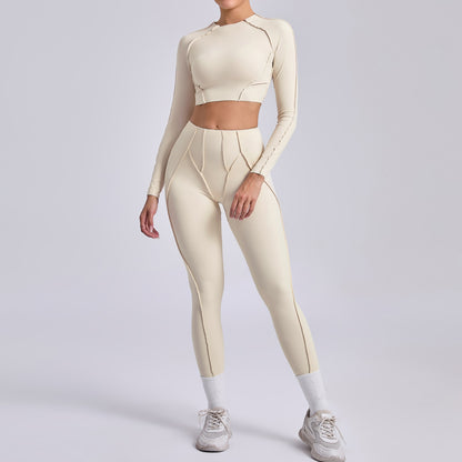 Ensemble haut court et leggings plissés pour le yoga et le sport