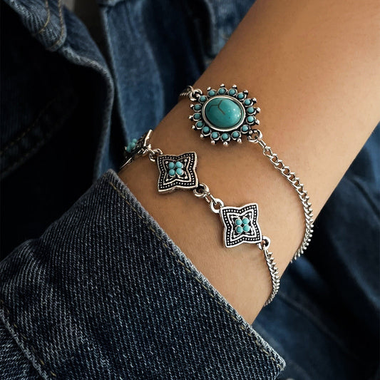 Conjunto de pulseras de turquesa bohemia