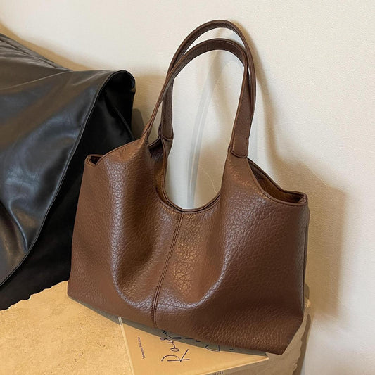 Sac fourre-tout décontracté simple de grande capacité pour femme, couleur unie