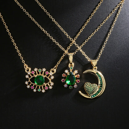 Collar con colgante de ojo malvado de circonita exquisita para mujer
