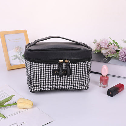 Neceser de gran capacidad con estampado de pata de gallo sencillo