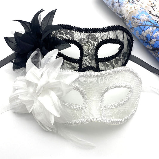 Mascarilla facial de Halloween con encaje floral lateral a la moda para mujer