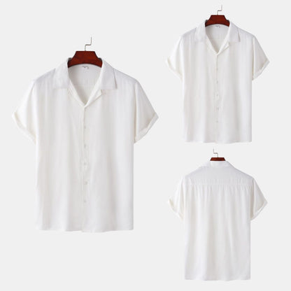 Chemise à manches courtes unie pour homme, idéale pour les loisirs et les vacances