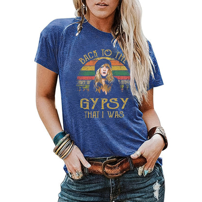 T-shirt décontracté en coton à motif de lettres pour femme