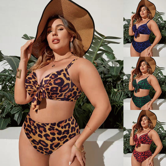 Traje de baño sexy con estampado de leopardo para mujer de talla grande