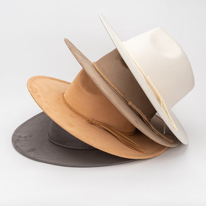 Fashion Casual Solid Color Big Side Suede Flat Hat