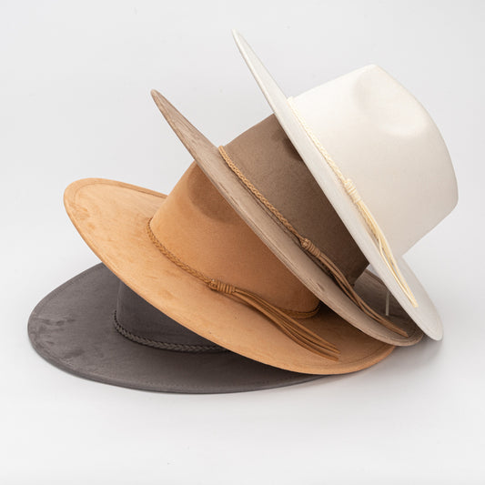 Fashion Casual Solid Color Big Side Suede Flat Hat