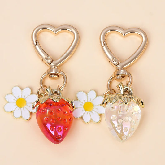 Cute Strawberry Heart-Shaped Key Chain Pendant