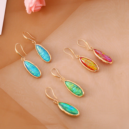 Multicolor Semi-Precious Stone Bohemian Hook Earrings