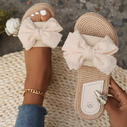 Pantuflas de verano informales, cómodas y ligeras con lazo