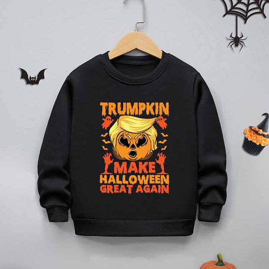Kids Toddler Boys Girls Halloween Cartoon Print Fleece Sweatshirt