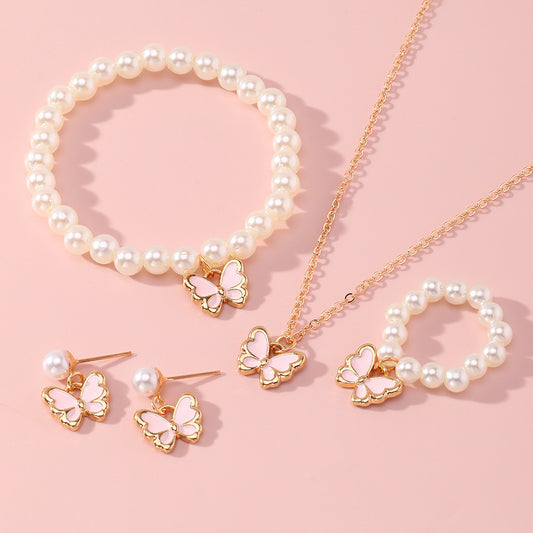 Women Fashion Elegant Bowknot Beads Jewelry Set