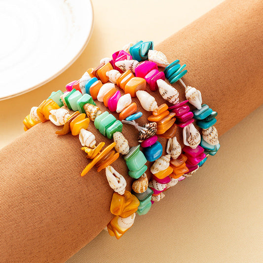 Bohemian Multicolor Irregular Stones Conch Bracelet