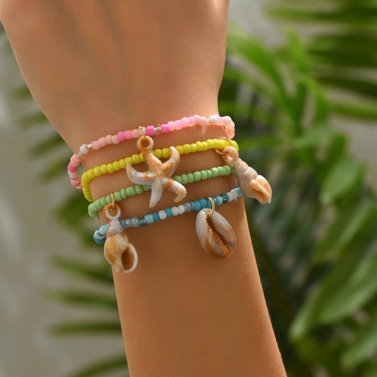 Multicolor Bohemian Mi Zhu Starfish Shell Sea Bracelet Set