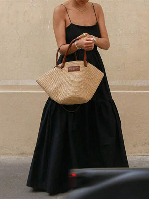 Women Fashion Sexy Solid Color Spaghetti Strap Dress