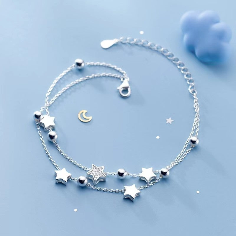 Women Fashion Star Double Layer Chain Bracelet